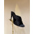 Christian Louboutin Black Satin Crisscross Mule Sandals Ruched Sculptural Heel 100mm heel