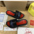 Christian Louboutin Black Slide Sandals With Blue Crystal Logo