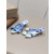 Christian Louboutin Blue Watercolor‑Print Satin Bow Mule Kitten Heel Sandals 55mm heel