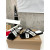 Christian Louboutin Black‑White Woven Flat Slide Sandals