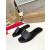 Christian Louboutin Signature Stitched Logo Black Leather Flat Slip‑on Sandal