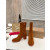 Christian Louboutin Cognac Suede Side‑Zip Block‑Heel Ankle Boots 85mm heel