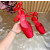 Christian Louboutin Red Satin Bow Ankle‑Tie Slingback Ballet Flats