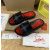 Christian Louboutin Black Slide Sandals With Blue Crystal Logo