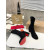 Christian Louboutin Black Suede Side‑Zip Block‑Heel Ankle Boots 85mm heel