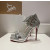 Christian Louboutin Silver Crackled Leather Crystal 120mm Platform Heel Sandals