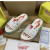 Christian Louboutin White Heart‑Graffiti Print Slides Rainbow Crystal‑Trimmed Sole