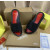 Christian Louboutin Black Spiked Slide Sandals Red Croc‑Embossed Footbed