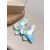 Christian Louboutin Blue‑Tone Watercolor Satin Bow Pointed Mule Kitten Heel Sandals 55mm heel
