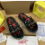 Christian Louboutin Black Heart‑Graffiti Print Slide Sandals Rainbow Crystal‑Trim Sole