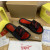 Christian Louboutin Black Crystal Slide Sandals Red Rhinestone Circular Logo