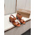 Christian Louboutin Brown Calfskin 85mm Block‑Heel Ankle‑Strap Sandals