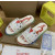 Christian Louboutin White Heart‑Graffiti Print Slides Rainbow Crystal‑Trimmed Sole