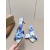 Christian Louboutin Blue Watercolor‑Print Satin Bow Mule Kitten Heel Sandals 55mm heel
