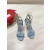 Christian Louboutin Light Blue Leather 100mm Gold‑Sculpted Heel Ankle‑Strap Sandals
