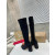 Christian Louboutin Black Suede 85mm heel Block‑Heel Knee‑High Boots