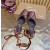 Christian Louboutin Brown Satin Crystal‑Embellished Ankle‑Tie Slingback Ballet Flats