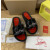 Christian Louboutin Black Crystal Logo Embellished Flat Slide Sandals