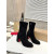 Christian Louboutin Black Suede Side‑Zip Block‑Heel Ankle Boots 85mm heel
