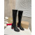 Christian Louboutin Black Smooth Leather 85mm heel Block‑Heel Knee‑High Boots