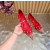 Christian Louboutin Red Mesh Pearl Crystal‑Embellished Pointed‑Toe Flat Pumps