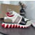 Christian Louboutin White‑Black‑Beige Color‑Block Lace‑Up Sneakers Red Shark‑Tooth Sole