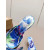 Christian Louboutin Blue Watercolor‑Print Satin Bow Mule Kitten Heel Sandals 55mm heel