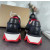Christian Louboutin Navy‑Black Color‑Block Lace‑Up Sneakers Red Shark‑Tooth Sole