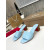 Christian Louboutin Light Blue Leather 55mm heel Block Heel Slide Sandal
