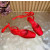 Christian Louboutin Red Satin Bow Ankle‑Tie Slingback Ballet Flats