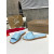 Christian Louboutin Sky‑Blue Leather Stitched Logo Wood‑trim Flat Slide