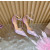 Christian Louboutin Pink Satin Checkered Crystal‑Embellished 100mm Stiletto Heel Ankle‑Strap Pumps
