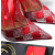 Christian Louboutin Red Satin Checkerboard Crystal Tulle Ruffle 100mm Stiletto Heel Pumps