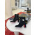 Christian Louboutin Black Suede Silver Lock Buckle 85mm Block Heel Ankle Boots