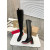 Christian Louboutin Black Stretch Leather 85mm heel Block‑Heel Over‑The‑Knee Boots