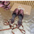 Christian Louboutin Brown Satin Bow Ankle‑Tie Slingback Ballet Flats