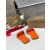 Christian Louboutin Vibrant Orange Leather Stitched Logo Wood‑trim Flat Slide