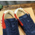Christian Louboutin Navy‑Red Suede Gold‑Logo Shark‑Tooth Sole Lace‑Up Sneakers