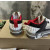 Christian Louboutin Earth‑Tone Suede Mesh Spiked Platform Low‑Top Sneakers