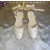 Christian Louboutin Ivory Satin Bow Ankle‑Tie Slingback Ballet Flats