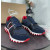 Christian Louboutin Navy‑Black Color‑Block Lace‑Up Sneakers Red Shark‑Tooth Sole