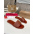 Christian Louboutin Caramel Brown Leather Stitched Logo Flat Slide Sandal