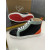 Christian Louboutin Black Chevron Mint‑Trim Orange‑Spiked High‑Top Sneakers