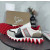 Christian Louboutin White‑Black‑Beige Color‑Block Lace‑Up Sneakers Red Shark‑Tooth Sole