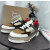 Christian Louboutin Brown‑White Suede‑Mesh Spiked Platform Lace‑Up Sneakers