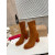 Christian Louboutin Cognac Suede Side‑Zip Block‑Heel Ankle Boots 85mm heel