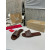 Christian Louboutin Debossed Stitched Logo Dark Brown Leather Flat Slide