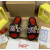 Christian Louboutin Black Cartoon‑Graffiti Spiked Slide Sandals Red Footbed