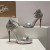 Christian Louboutin Silver Crackled Leather Crystal 120mm Platform Heel Sandals
