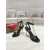 Christian Louboutin Black Leather Gold‑Sculpted Heel Ankle‑Strap Sandals